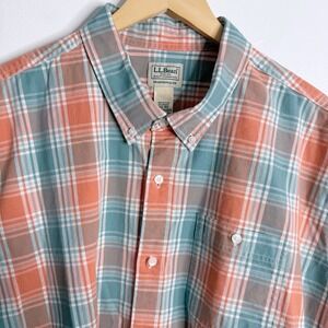 L.L. Bean Men's XXL Traditional Fit Plaid Short Sleeves Button Down Shirt Casual